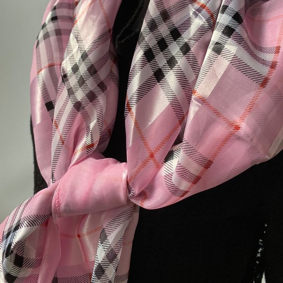 Pink Plaid Scarf - 38" x 38"